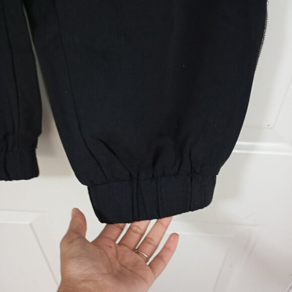 Zara Black Jogger Pants Size L With Side Rhinestone Detailing - Tencel Fabric - Picture 6 of 13
